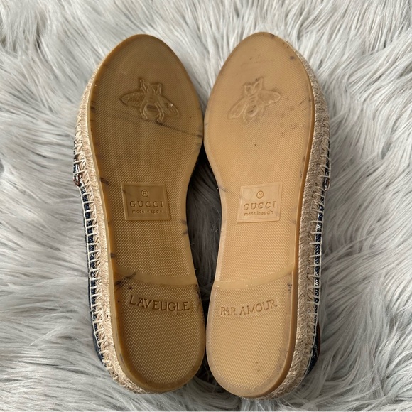GUCCI Denim GG Monogram Espadrilles Blue Tea Cuir 9.5 - Picture 8 of 10